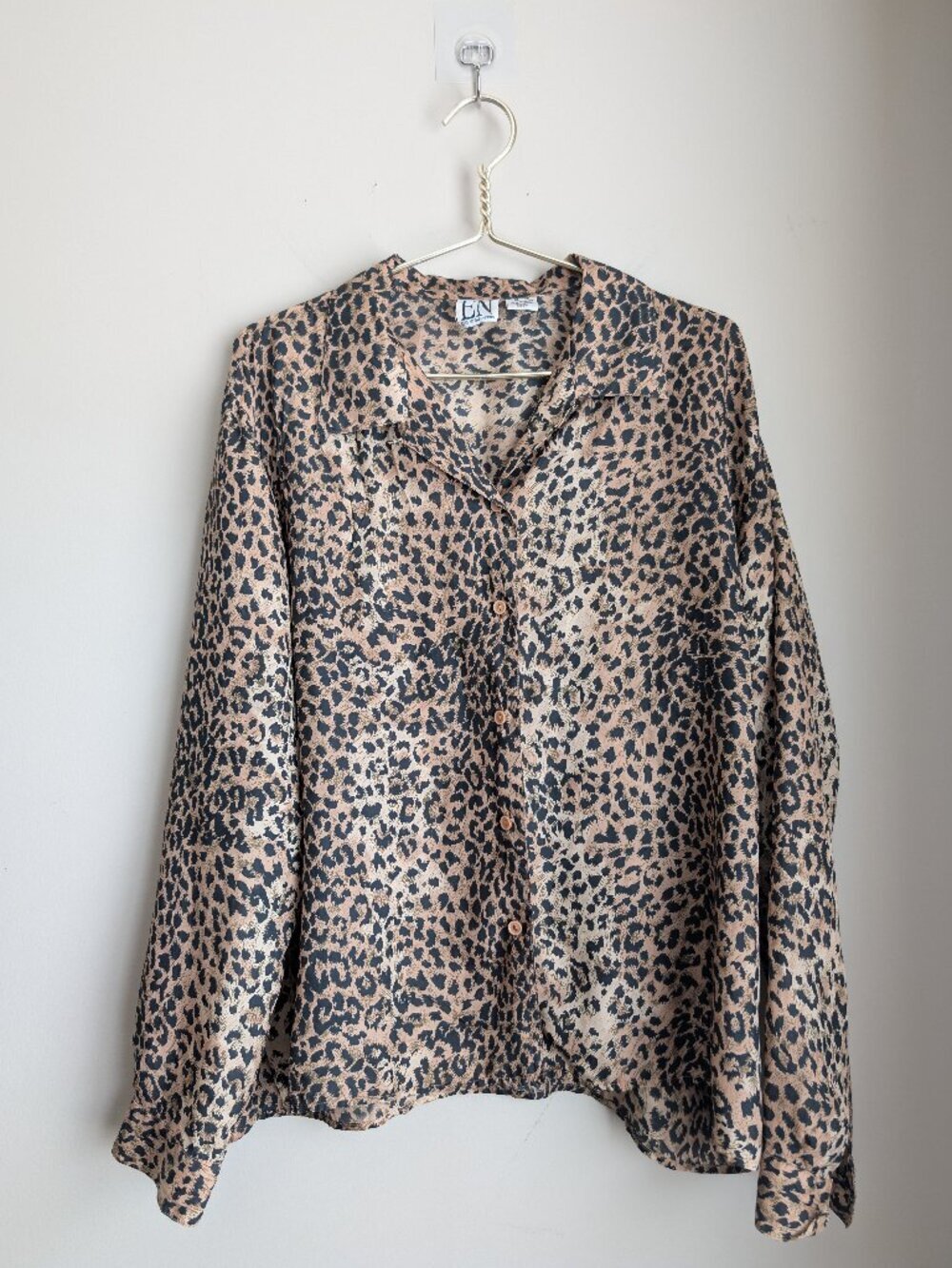 Vintage Silk Leopard Button Up Blouse by Essential Needs